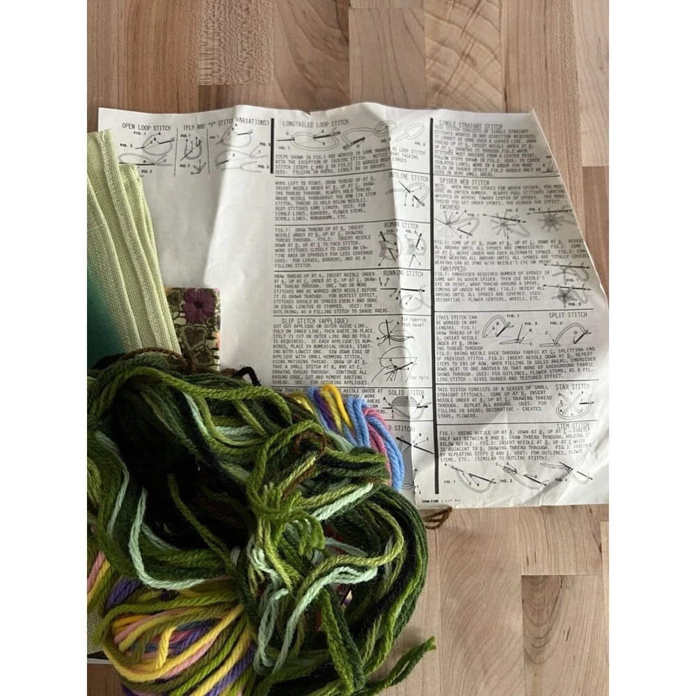 Paragon Crewel Embroidery Kit Floral Basket 16 x 20 Work In Progress